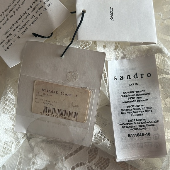 NWT Sandro Paris Hamia Lace Top Blouse Size 3 White - Picture 11 of 12
